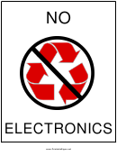 Recyclables No Electronics Sign