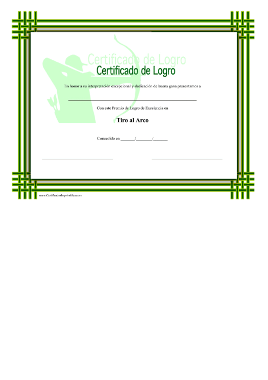 Archery Certificado De Logro Printable pdf