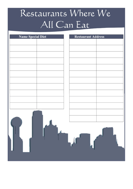 Restaurant Checklist Template Printable pdf