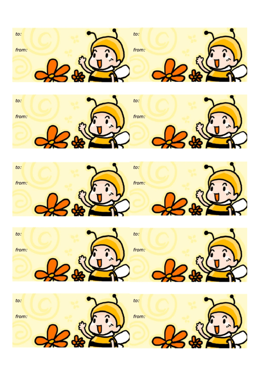 Baby Bee Gift Tag Template Printable pdf