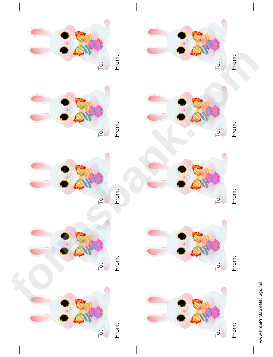 Pink Easter Bunny Gift Tag Template