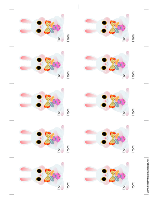 Pink Easter Bunny Gift Tag Template Printable pdf