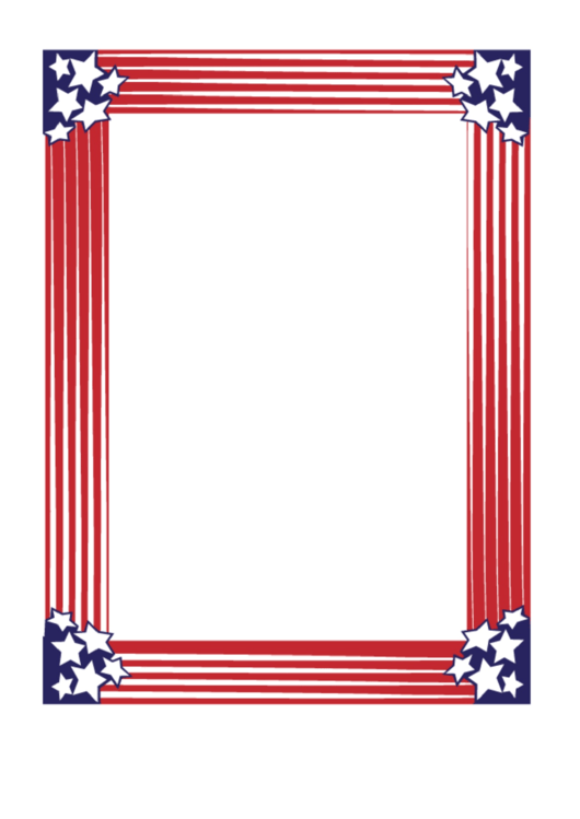 White Stars Red Stripes Patriotic Page Border Template Printable pdf