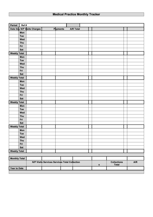 Medical Practice Monthly Tracker Printable pdf