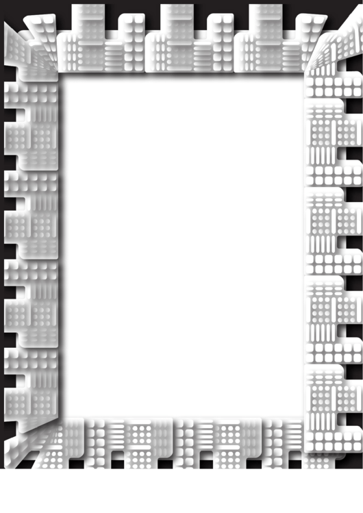 Art Deco Buildings Black And White Border Printable pdf