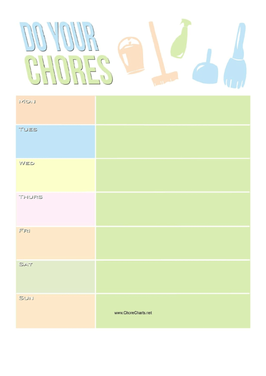 Teenager Chore Chart Template Printable pdf