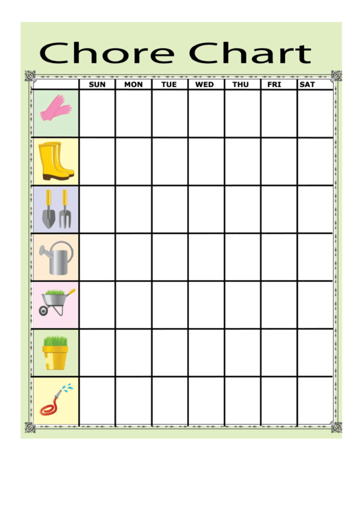 Yard Work Chore Chart Template Printable pdf
