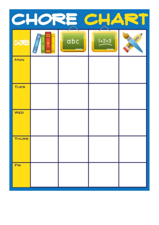 Weekly Homework Chore Chart Printable pdf