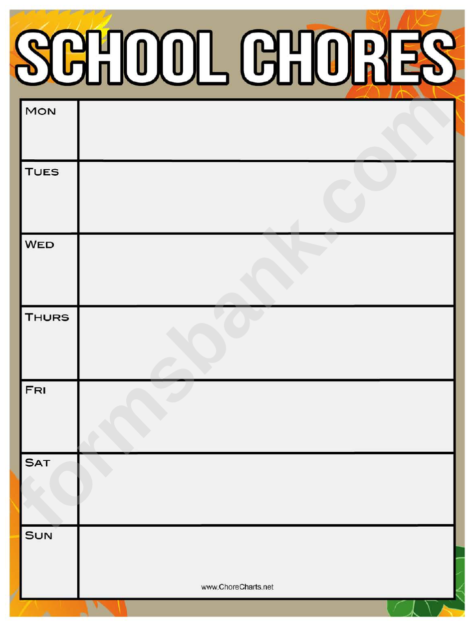 Fall Classroom Weekly Chore Chart