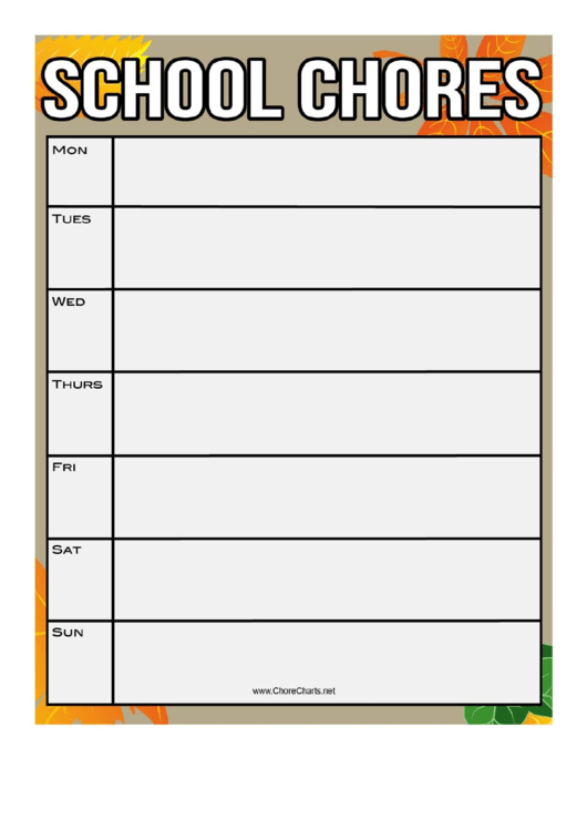 Fall Classroom Weekly Chore Chart Printable pdf