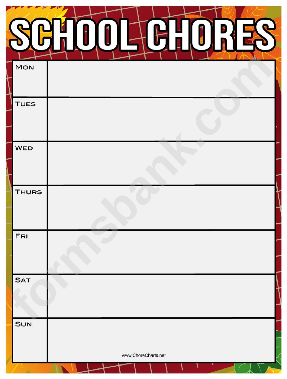 Brick Red School Chore Chart
