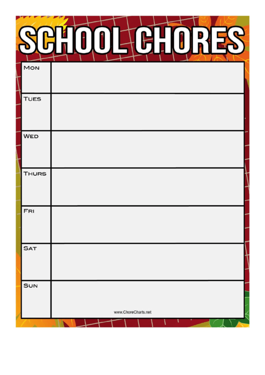 Brick Red School Chore Chart Printable pdf