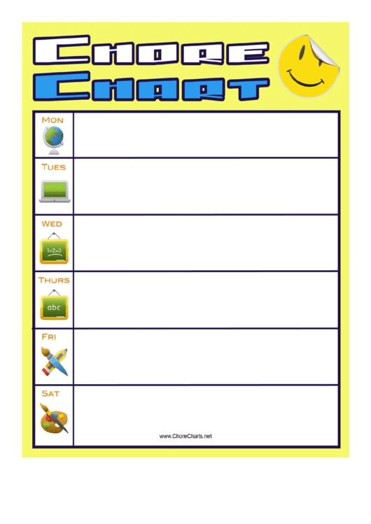 Smiley Face Homework Chore Chart Printable pdf