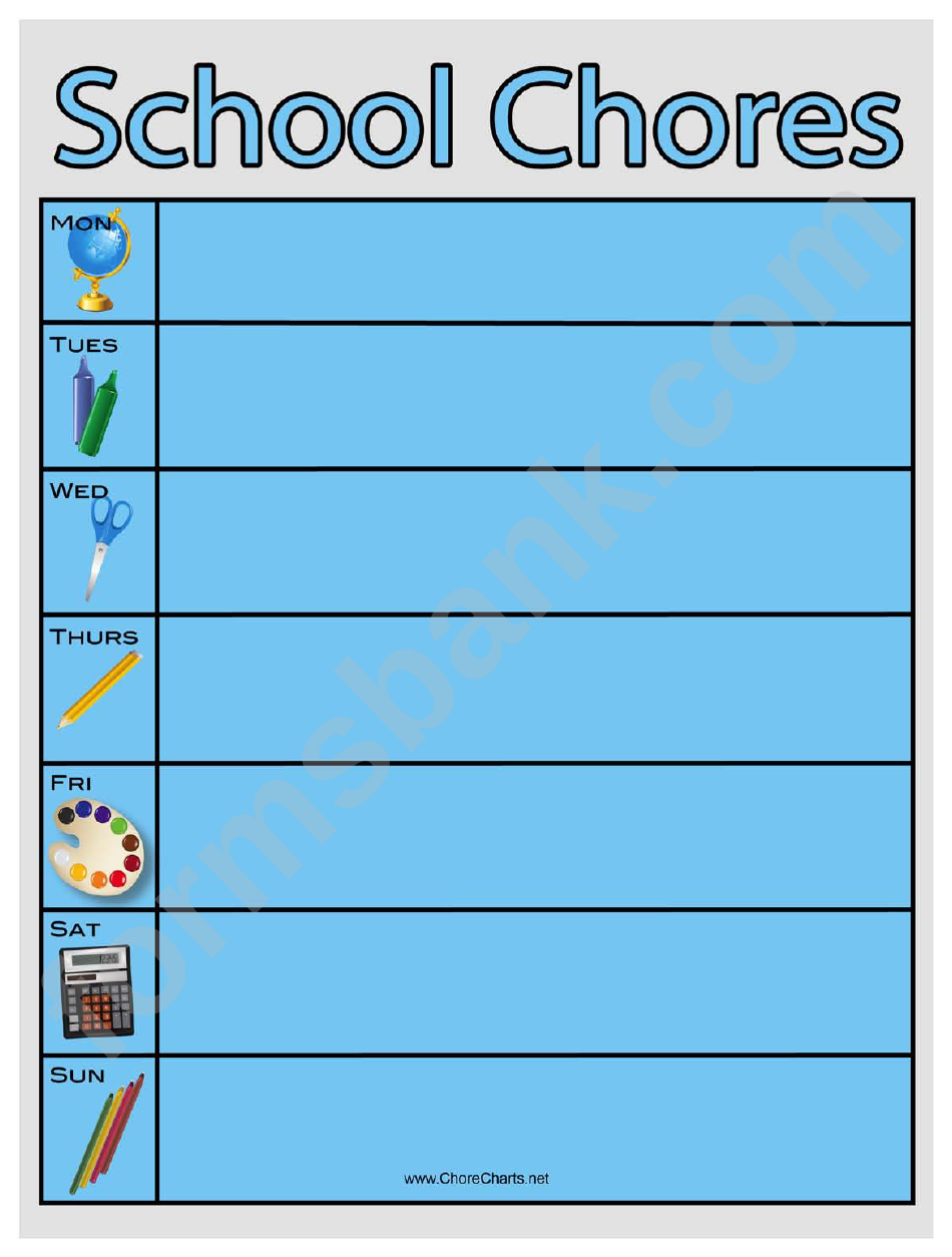 Weekly School Activities Chore Chart