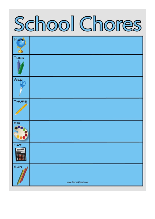 Weekly School Activities Chore Chart Printable pdf