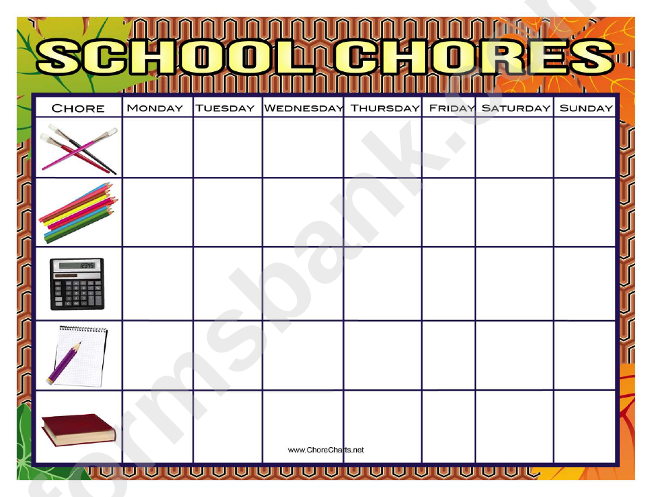 Leaves School Chore Chart