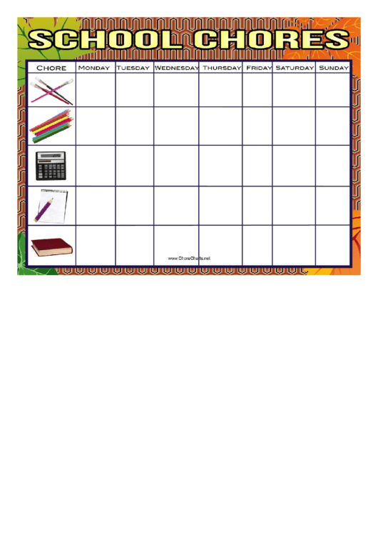 Leaves School Chore Chart Printable pdf