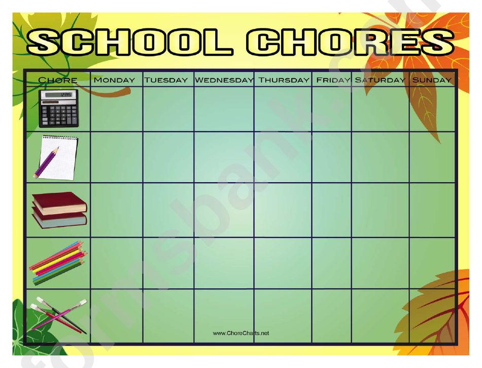 Fall School Chore Chart