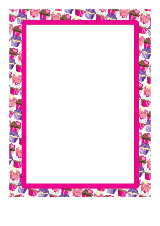 Pink Cupcakes Border Printable pdf