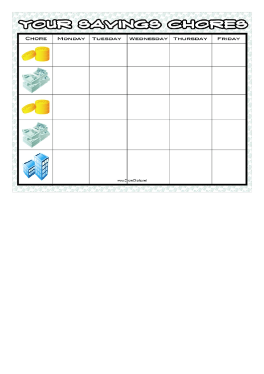 Chore Chart Template With Savings Printable pdf