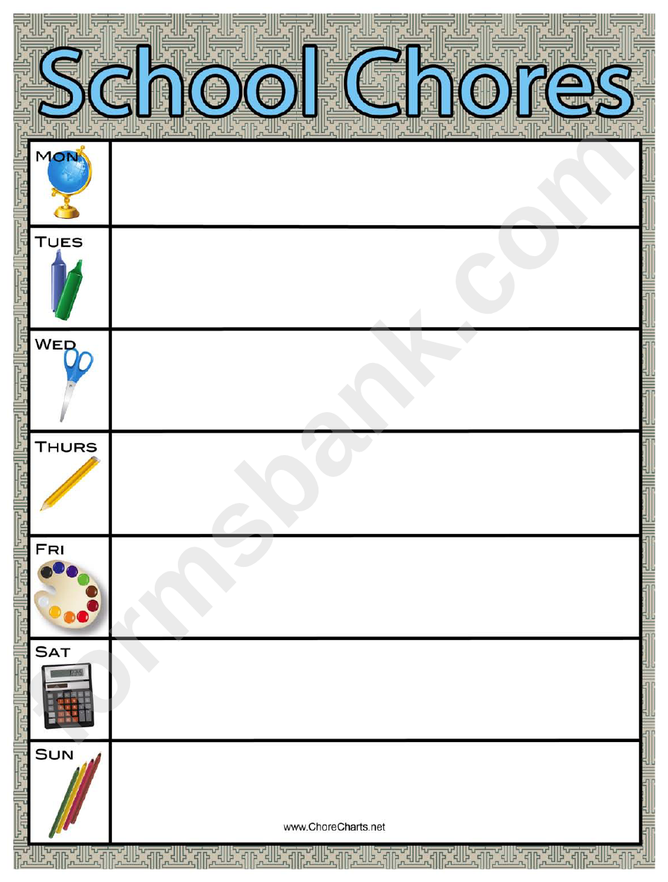 School Activities Chore Chart
