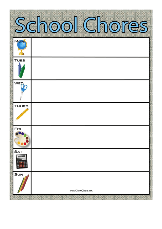 School Activities Chore Chart Printable pdf