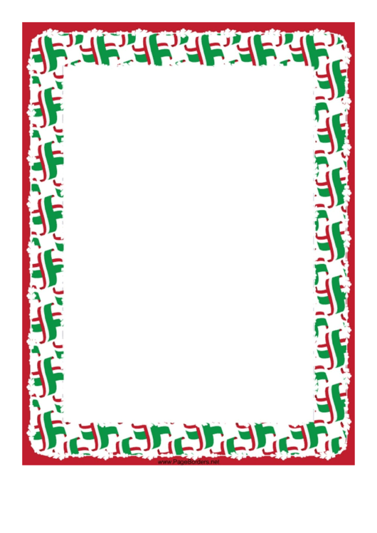Crossed Red White Green Flags Border Printable pdf