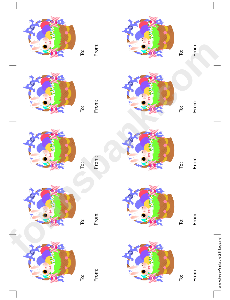 Colorful Easter Basket Gift Tag Template