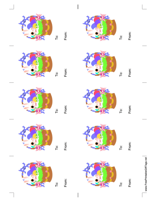 Colorful Easter Basket Gift Tag Template Printable pdf