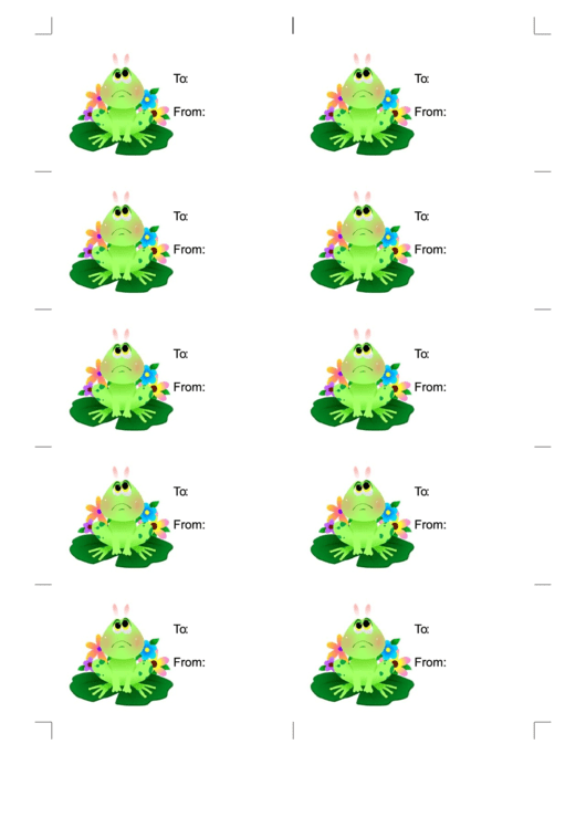 Easter Frog Gift Tag Template Printable pdf