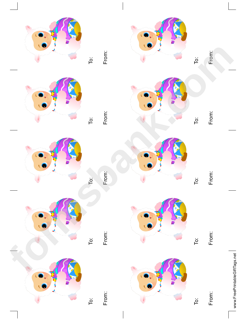 Baby Lamb Easter Gift Tag Template