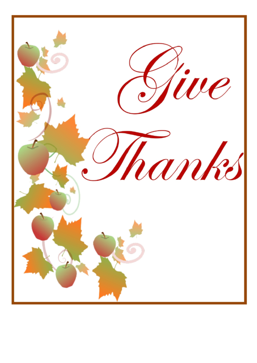 Give Thanks Sign Printable pdf