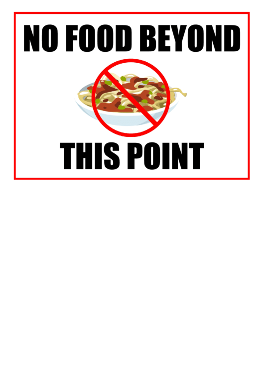No Food Beyond Point Printable pdf