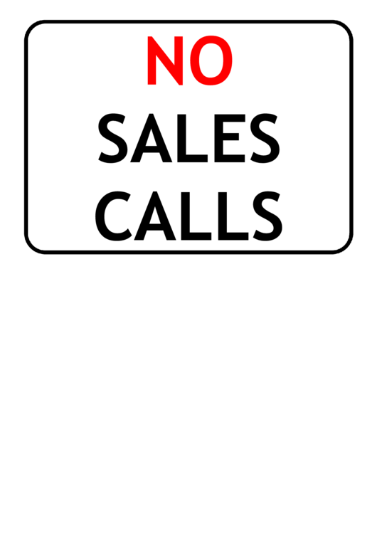 No Sales Calls Printable pdf