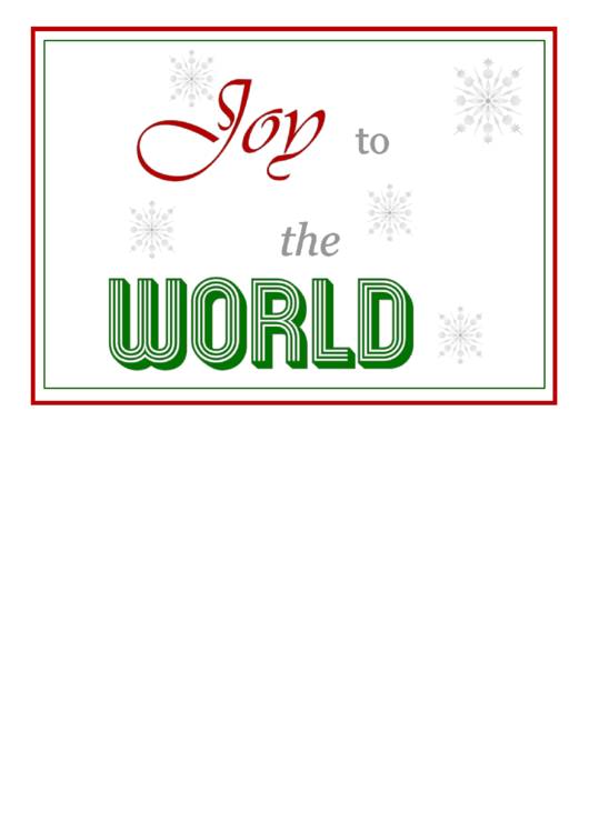 Joy To The World Printable pdf