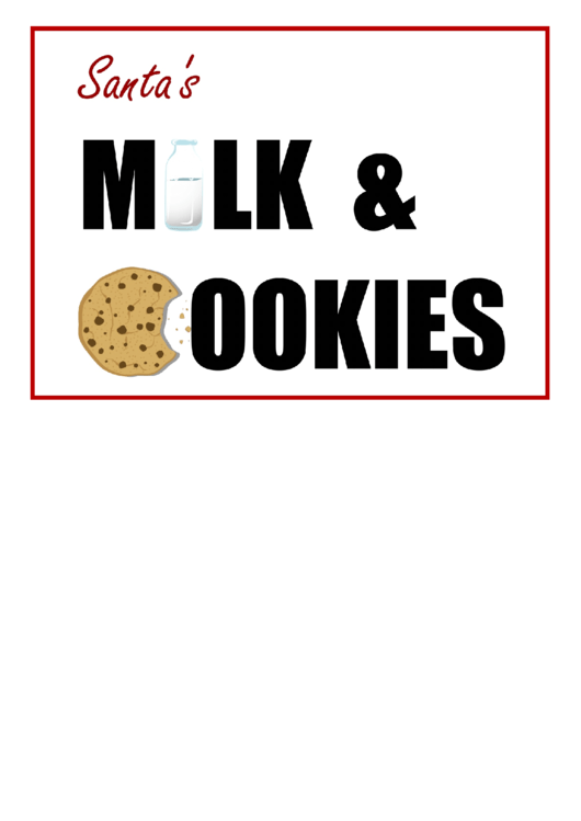 Santa Milk And Cookies Printable pdf