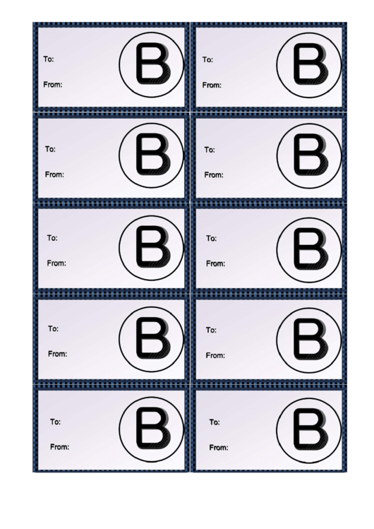 Monogram B Gift Tag Template Printable pdf