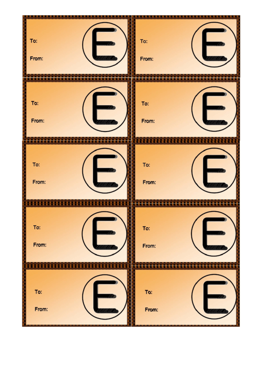 Monogram E Gift Tag Template Printable pdf