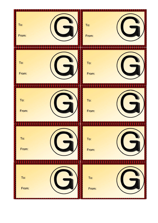 Monogram G Gift Tag Template Printable pdf