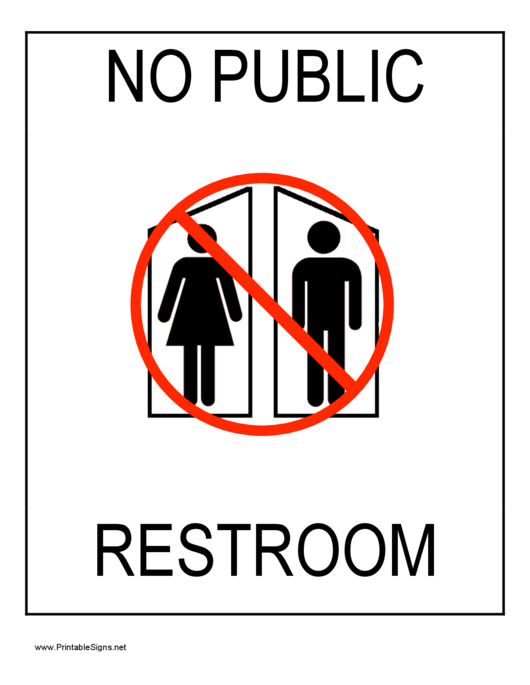 No Public Restroom Sign Printable pdf
