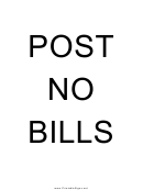 Post No Bills Portrait Sign