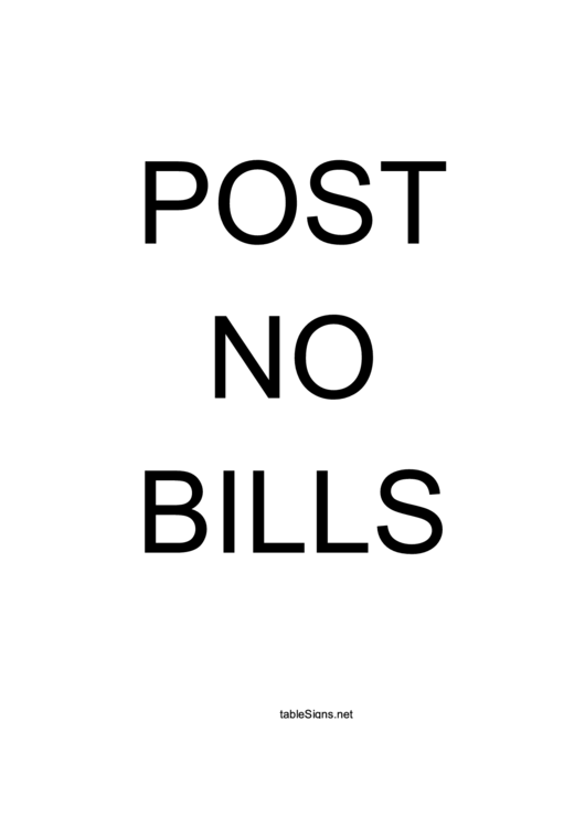 Post No Bills Portrait Sign Printable pdf