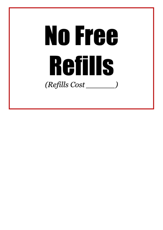 No Refills Sign Printable pdf