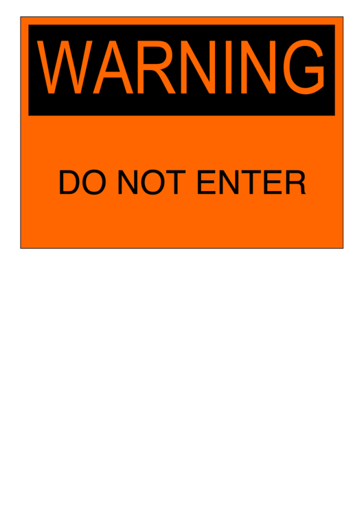 Warning Do Not Enter Printable pdf