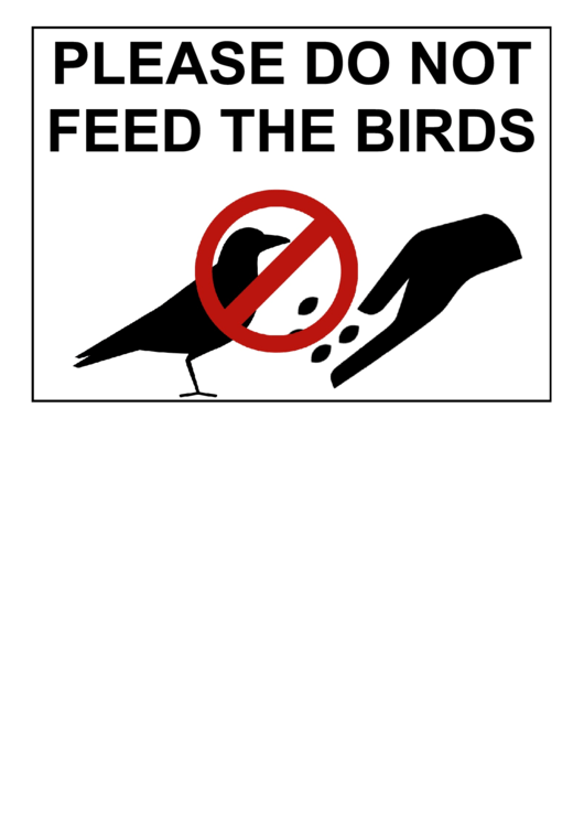 Do Not Feed Birds Sign Printable pdf