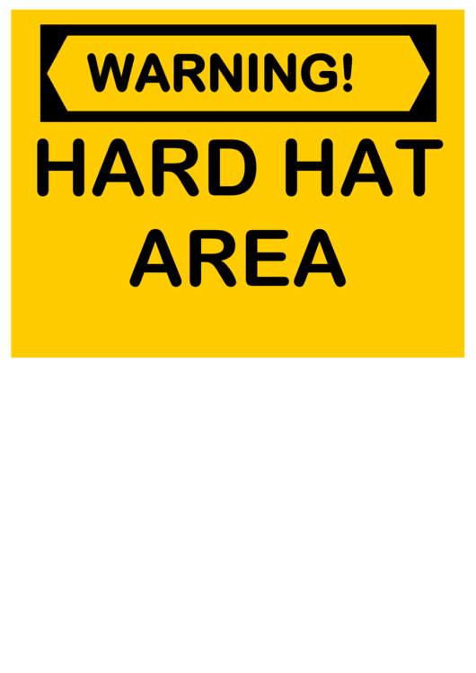 Warning Hard Hat Area Printable pdf