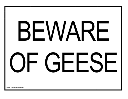 Beware Of Geese Printable pdf