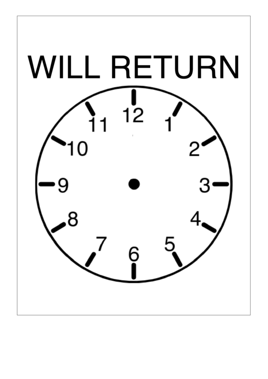 Will Return Sign Template Printable pdf