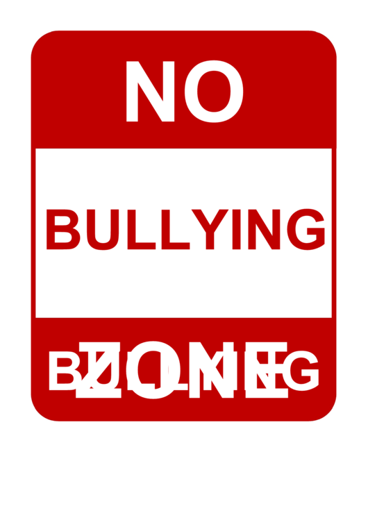 No Bullying Sign Printable pdf