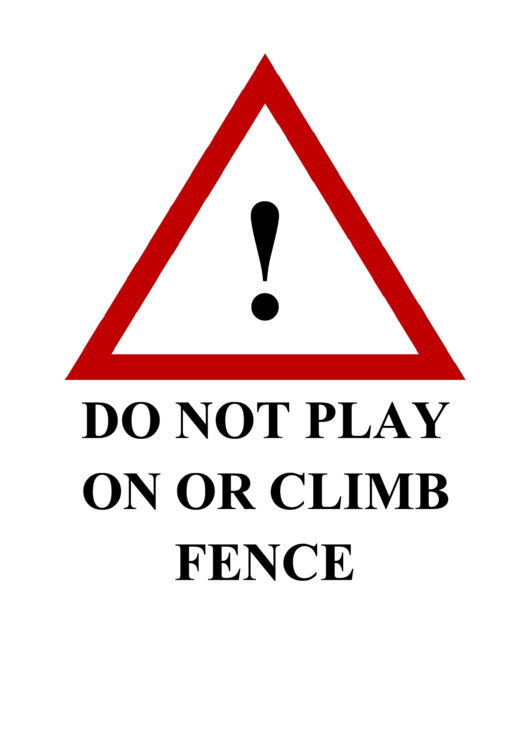 Do Not Play On Fence Sign Printable pdf